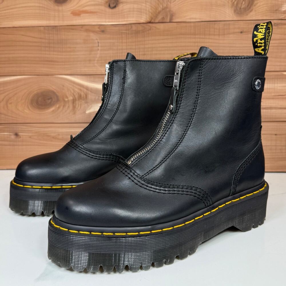 Dr. Martens Black Ankle Boots with Yellow Stitching